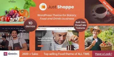 Justshoppe - Elementor Bolo e Padaria WordPress Tema