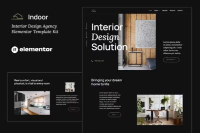 Indoor - Design de Interiores Escuro & Arquitetura Agência Elementor Template Kit