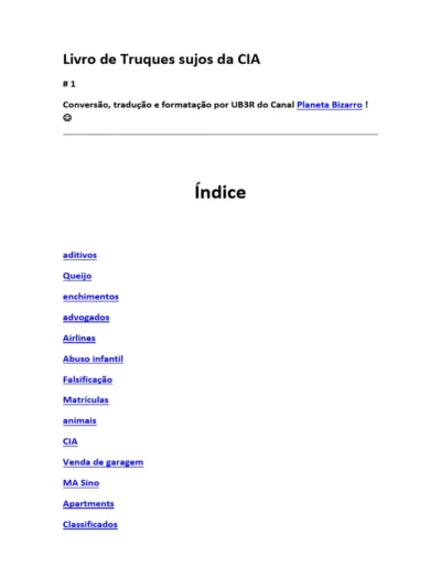 Livro de Truques Sujos da CIA -- Planeta Bizarro
